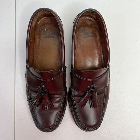 Allen Edmonds Stowe Mens Size 9.5 Loafers Leather Brown Slip On Tassels USA Made main image 6